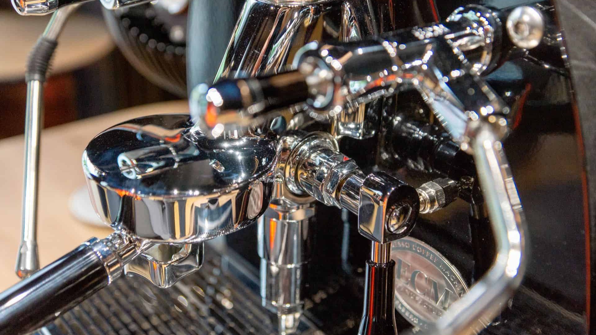 Close-up of Big Coffee Boxer espresso machine brew group