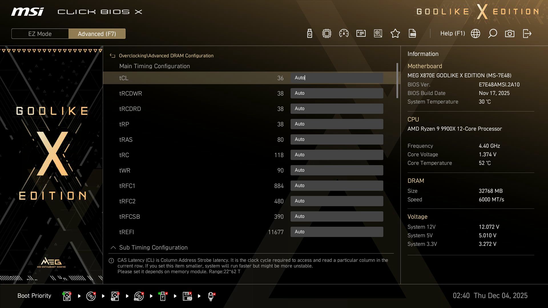 MSI X870E Godlike X - BIOS