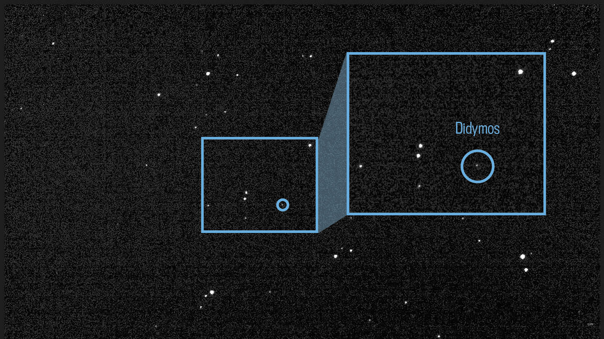 The asteroid Didymos and its moonlet Dimorphos are shown in a composite image taken by DART's DRACO instrument on July 27, 2022.