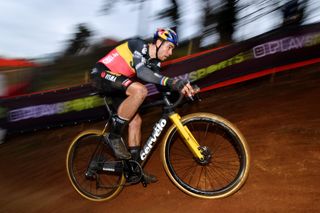 Wout van Aert of Jumbo-Visma on his way to victory at Superprestige Heusden-Zolder