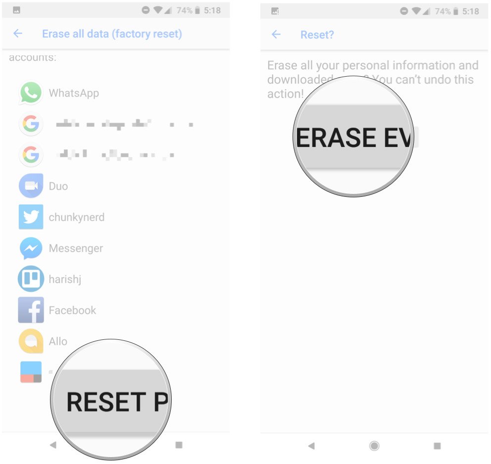 Reset phone перевод