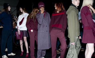 A queue of models having conversations with one another