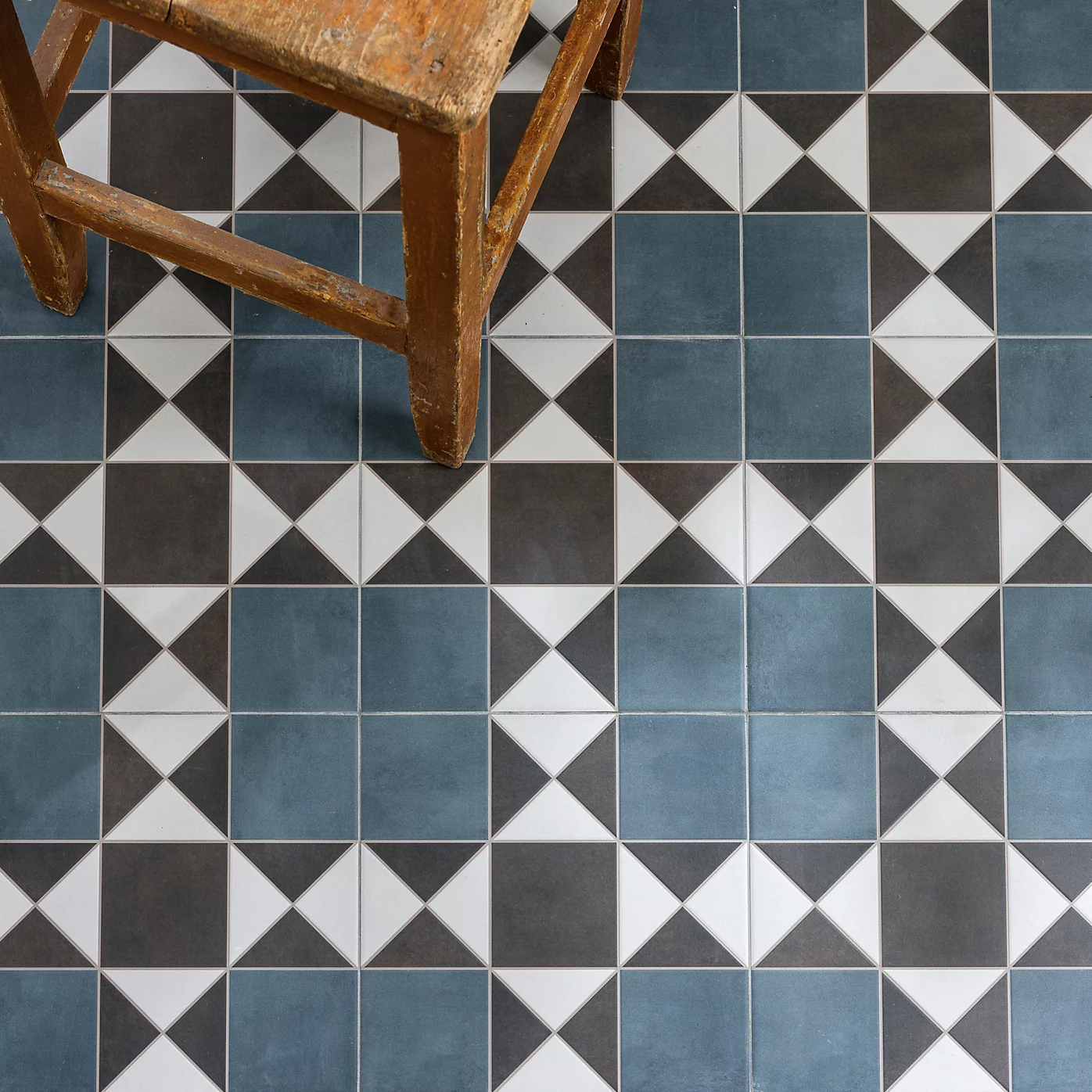 Ca&amp;rsquo;Pietra, Willesden Nautical Blue &amp;amp; Brown Matt Porcelain Indoor Floor &amp;amp; Wall tile