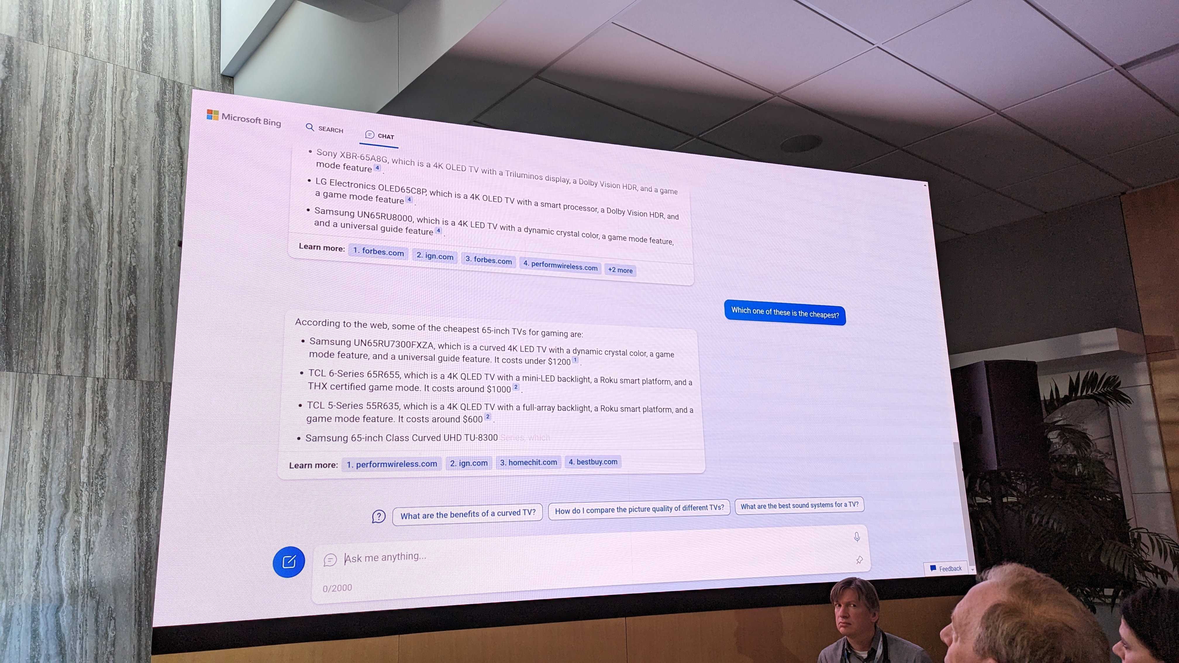 Nuevo Bing con ChatGPT en el evento de Microsoft AI