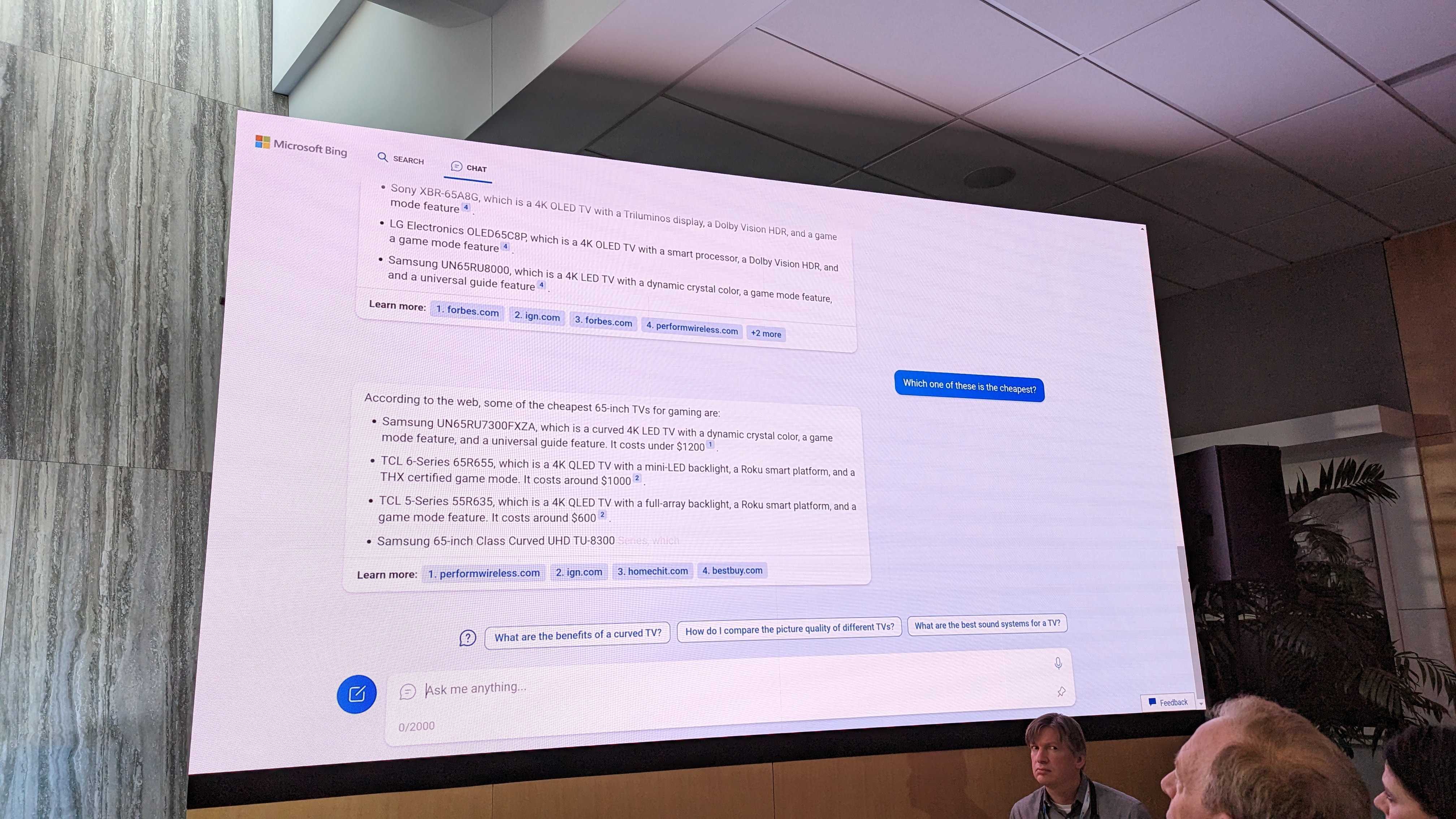 Novo Bing com ChatGPT no evento Microsoft AI