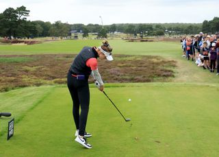 Nelly Korda plays a tee shot