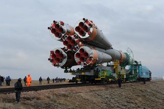 Soyuz Launch Vehicle Rollout Rear View