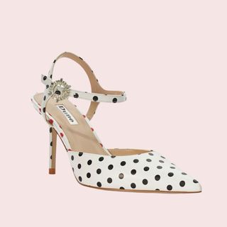 flat lay of polkadot heels 