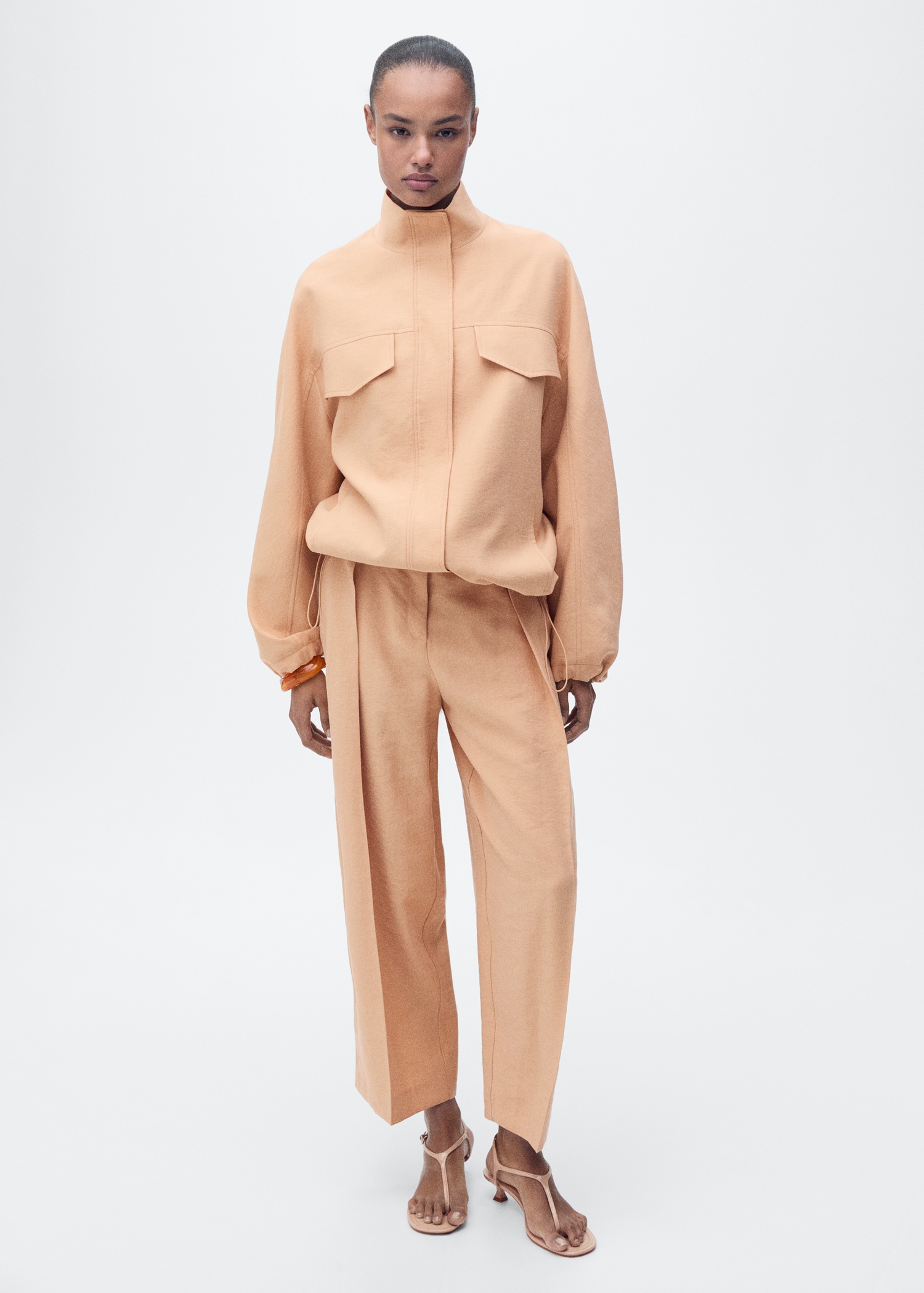 Oversized Lyocell Jacket With Pockets - Women | Mango Usa