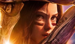 Alita: Battle Angel Alita holding her sword in the sun