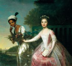 Portrait of Dido Elizabeth Belle Lindsay and her cousin Lady Elizabeth Murray, about 1778, 55in by 48in, oil on canvas, by David Martin (1737–97), Scone Palace, Perth.