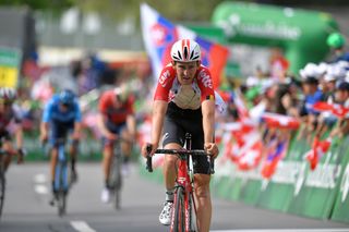 Tiesj Benoot (Lotto Soudal) finishes stage 6 at Tour de Suisse