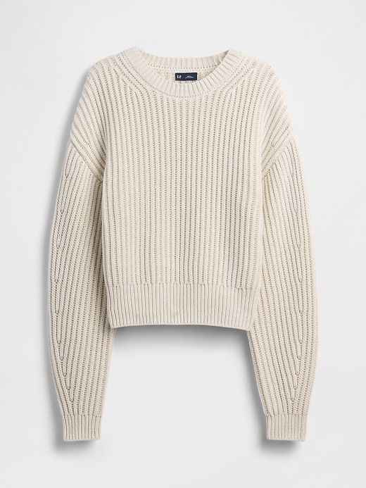 100% Cotton Barrel-Sleeve Crop Sweater