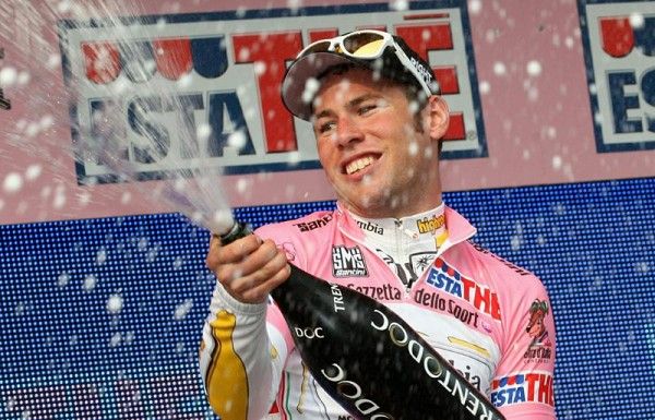 Mark Cavendish (Columbia-Highroad), 23, becomes the first Brit to wear the Giro d'Italia's maglia rosa leader's jersey.