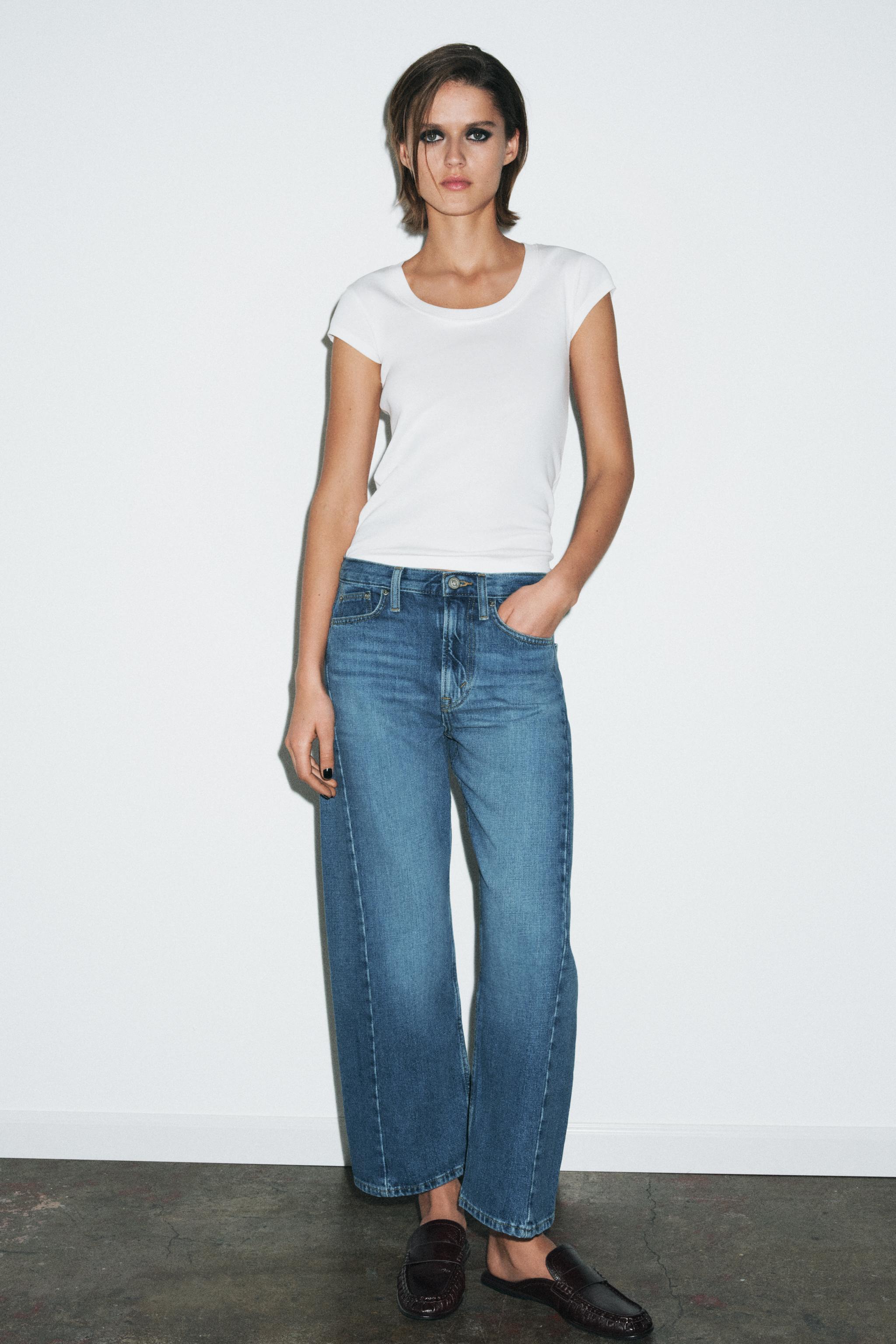 Zw Collection Ankle Relaxed Fit Mid-Waist Jeans