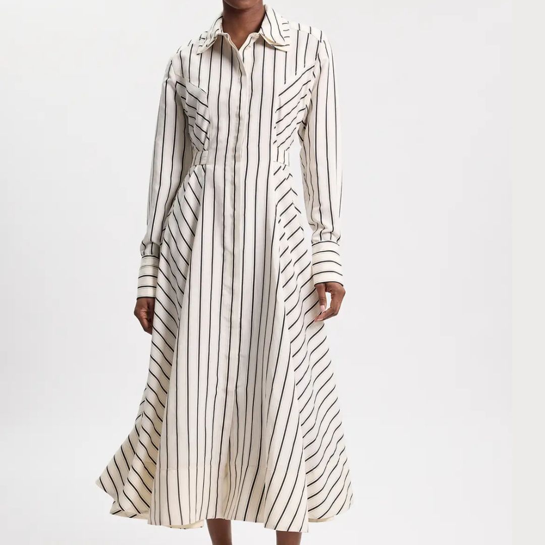 Karen Millen Cotton Poplin Striped Midi Dress