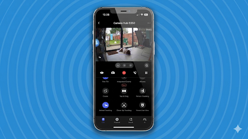 Screen grab of Aqara Home mobile app on iPhone screen showing camera recording options