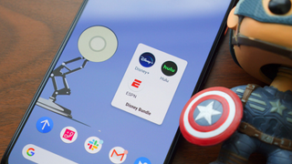 Disney Plus, Hulu, and ESPN apps in a folder on a smartphone screen
