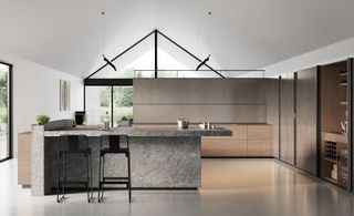 a modern architectural home with a minimalist kitchen inside