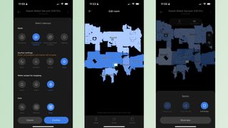 Screenshots from companion app for Xiaomi X20 Pro robot vacuum