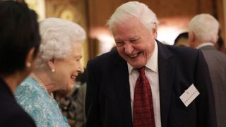 Queen Elizabeth II and Sir David Attenborough attend a reception to showcase forestry projects that have been dedicated to the new conservation initiative The Queen's Commonwealth Canopy (QCC) at Buckingham Palace on November 15, 2016 in London, England.