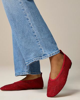 Quinn Mary Jane Ballet Flats in Crystal Mesh