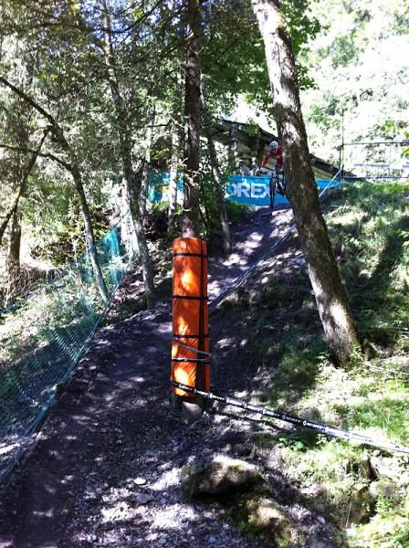 Jaroslav Kulhavy just starts to drop in on one of the steep sections.