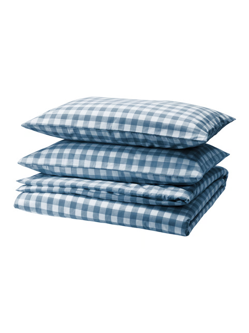 Ektandvinge Duvet Cover and Pillowcase(s) - Dark Blue White/check Full/queen (double/queen)