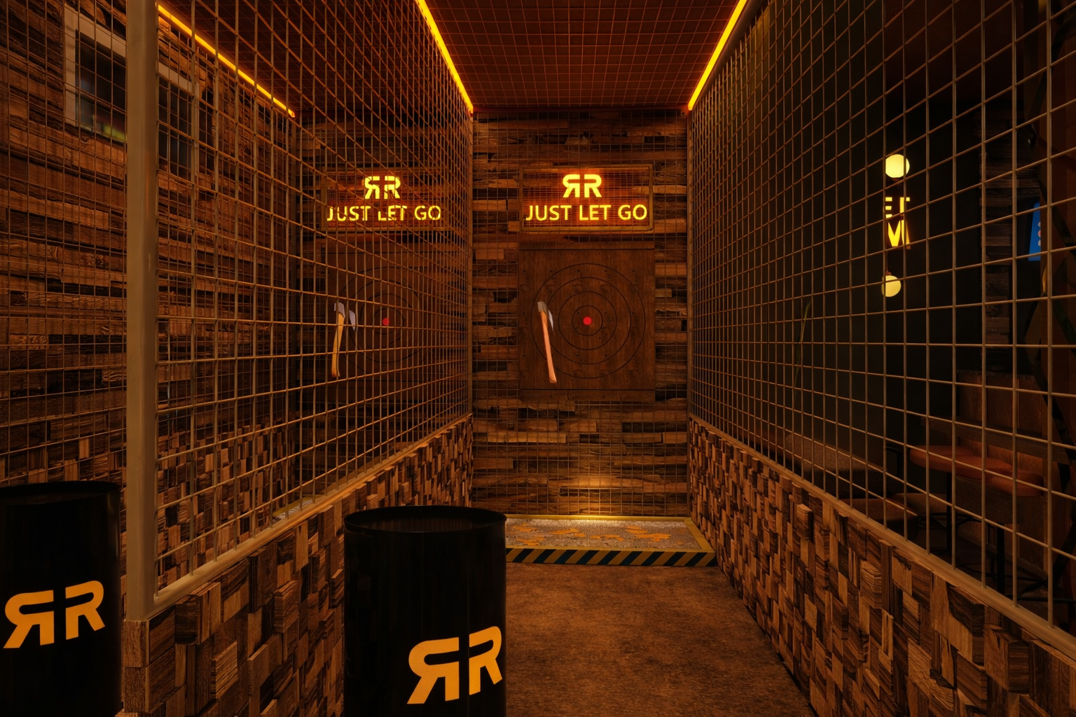 an image of the axe throwing lanes at the Rocket Room in London