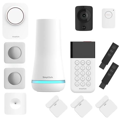 Simplisafe Home Security System | 13 Piece Home Security Camera &amp;amp; Alarm System With Entry Sensor, Motion Detector &amp;amp; Outdoor Siren - Optional Monitoring Subscription - Compatible With Alexa