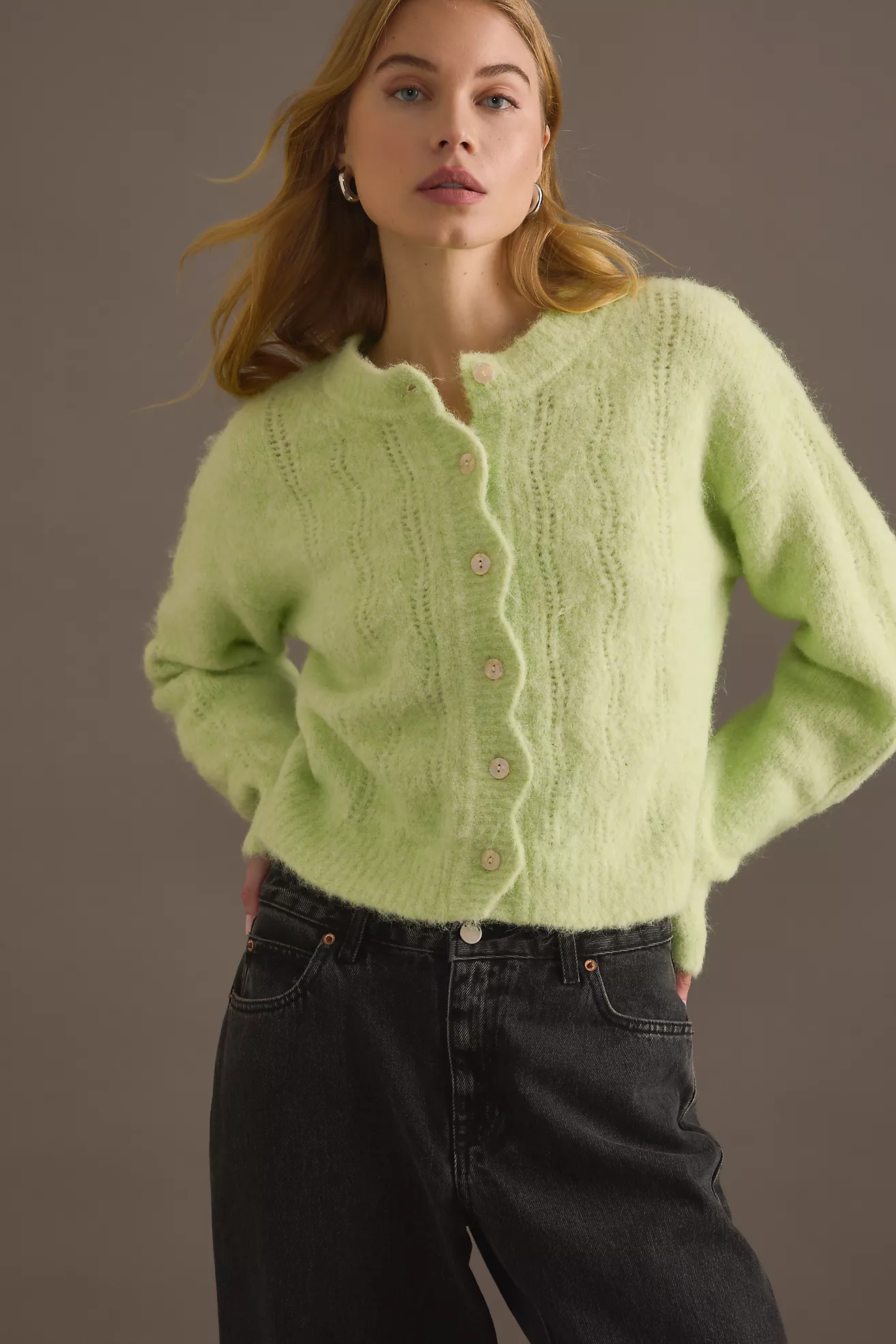 By Anthropologie Scallop Crew Cardigan