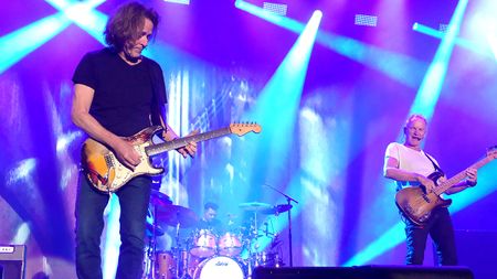 (L-R) Dominic Miller, Chris Maas, and Sting perform onstage at the 2024 Ohana Music Festival at Doheny State Beach on September 28, 2024 in Dana Point, California