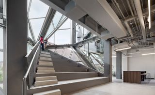 Interior featuring steel and crystalline glass