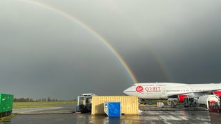 Virgin Orbit Boeing 747 Cosmic Girl during preparations for its first U.K. launch.