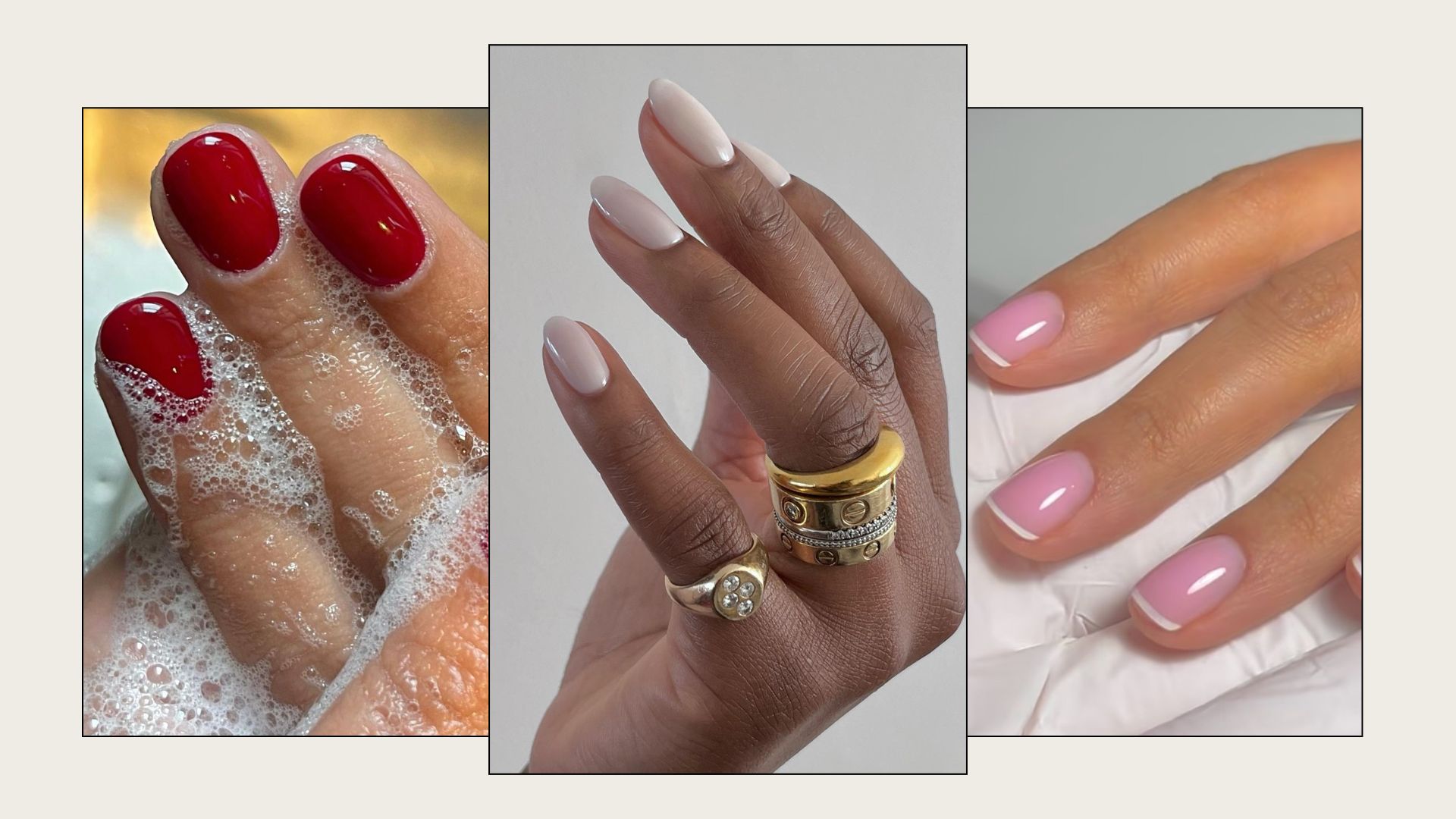 Collage of gel manicure designs