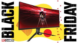 Black Friday listing image with an ASRock monitor featured
