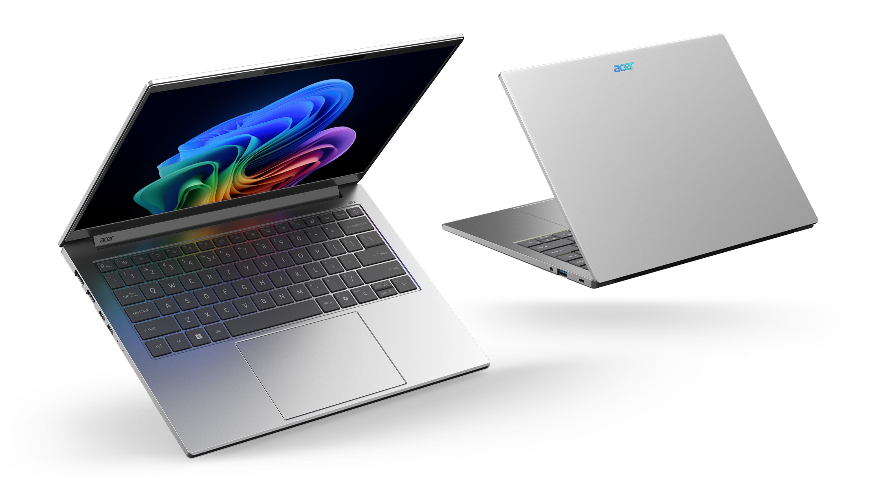 Two Acer Aspire 14 AI laptops on a white background.