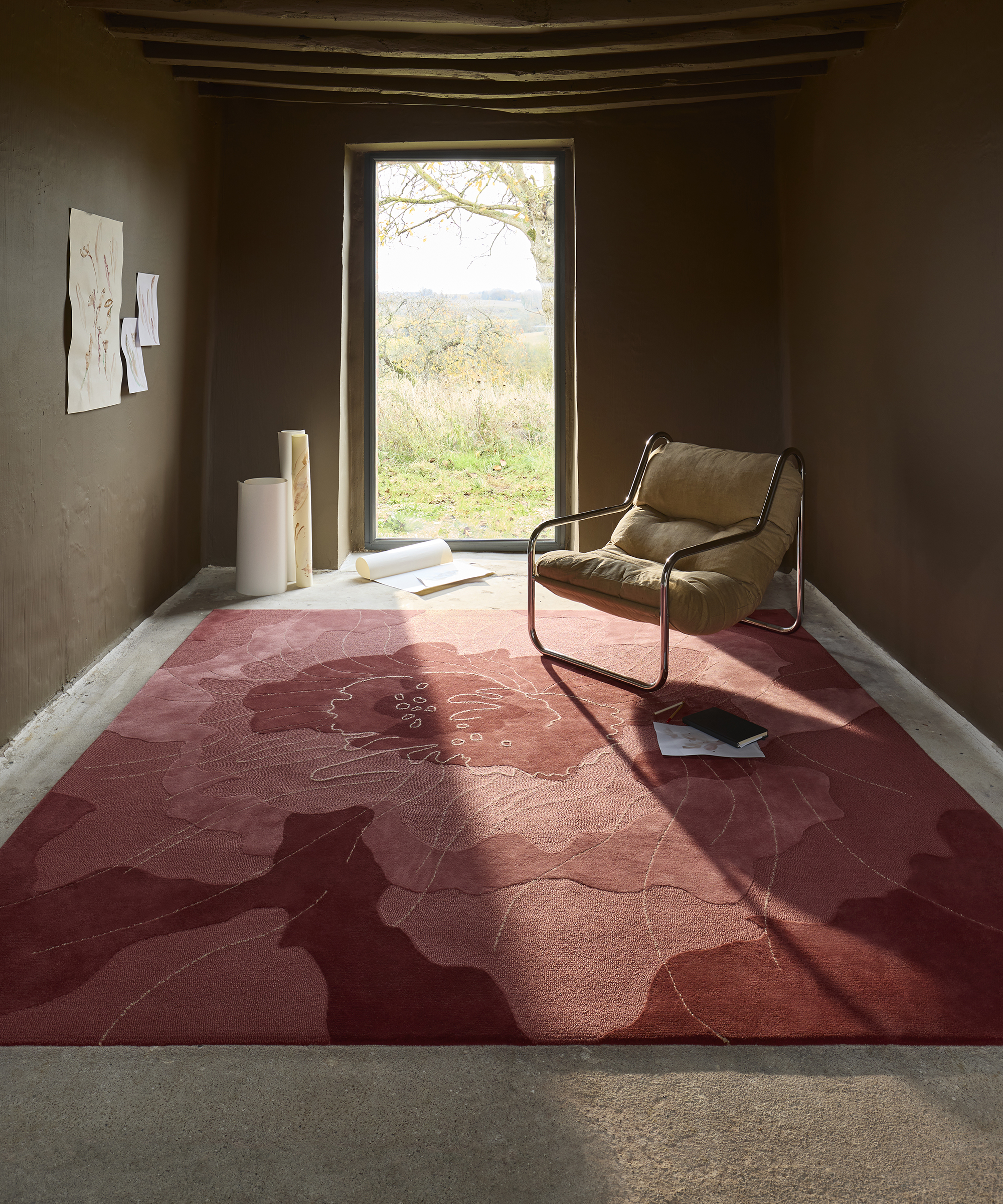 red floral rug