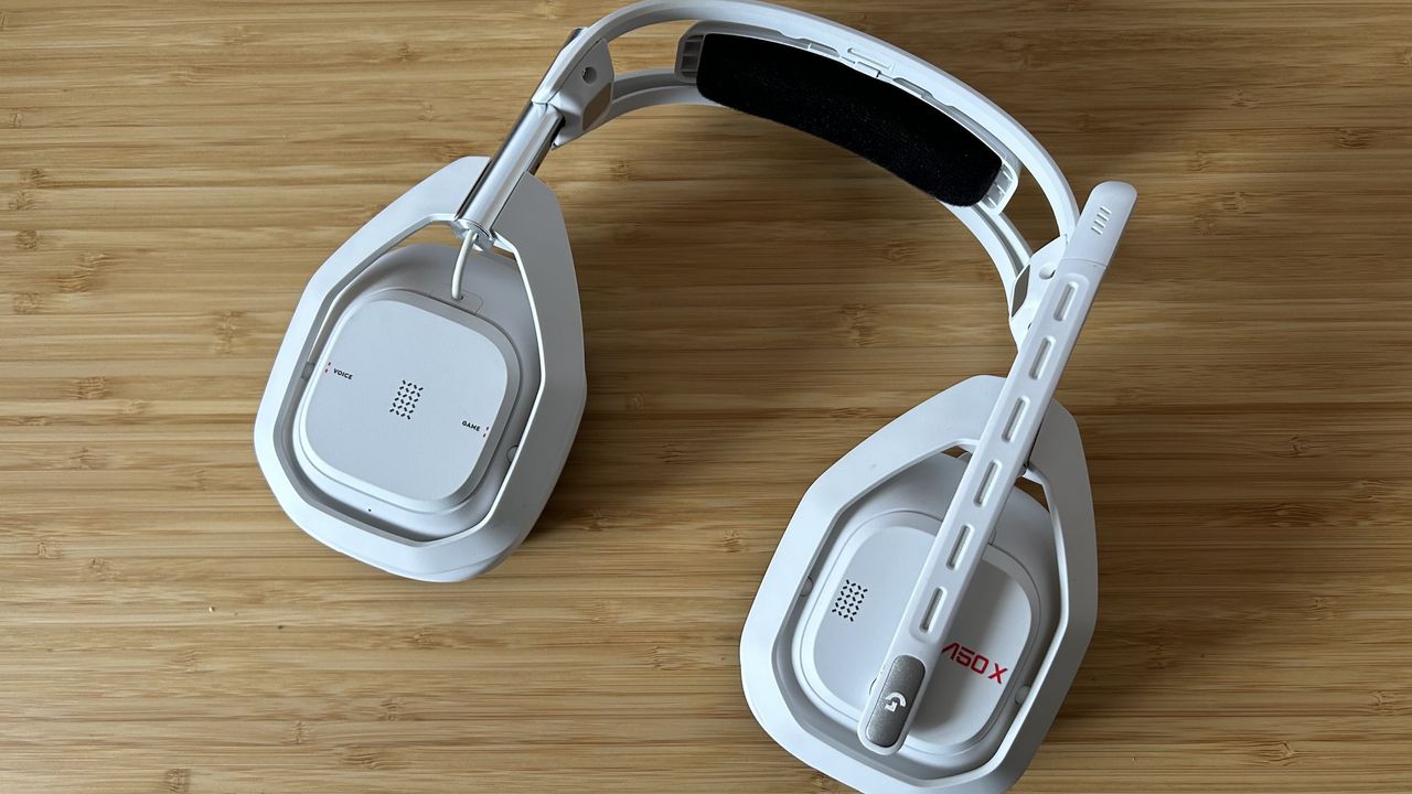 Astro A50 X laying flat on a wooden desk