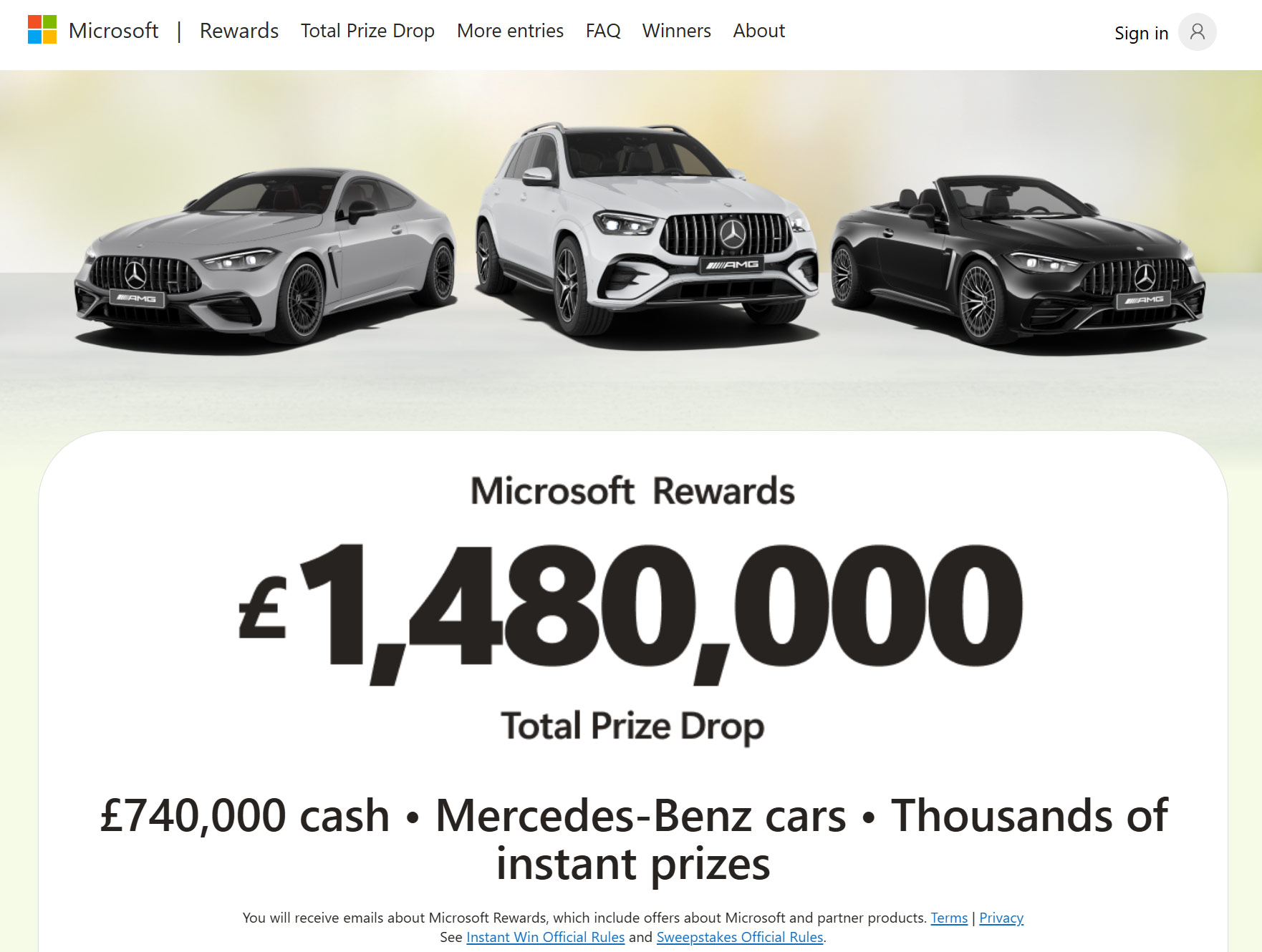 The latest MS Edge sweepstake