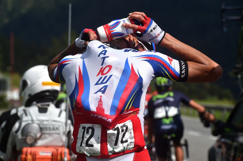 Jacopo Guarnieri on bidon duty for Katusha