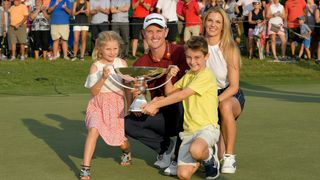 Justin Rose and his family pose with the 2018 FedEx Cup