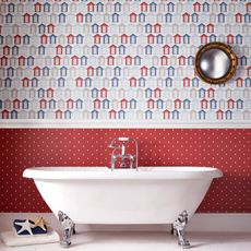 Graham and Brown Beside The Seaside Wallpaper on bathroom wall