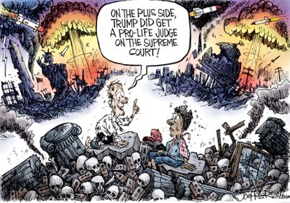 Political cartoon u.S. Trump North Korea nuclear war pro-life Supreme Court