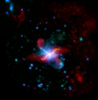 A new view of the huge galaxy Centaurus A, snapped in infrared and X-ray light.