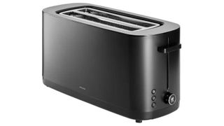 A black Zwilling toaster with two toasting slots