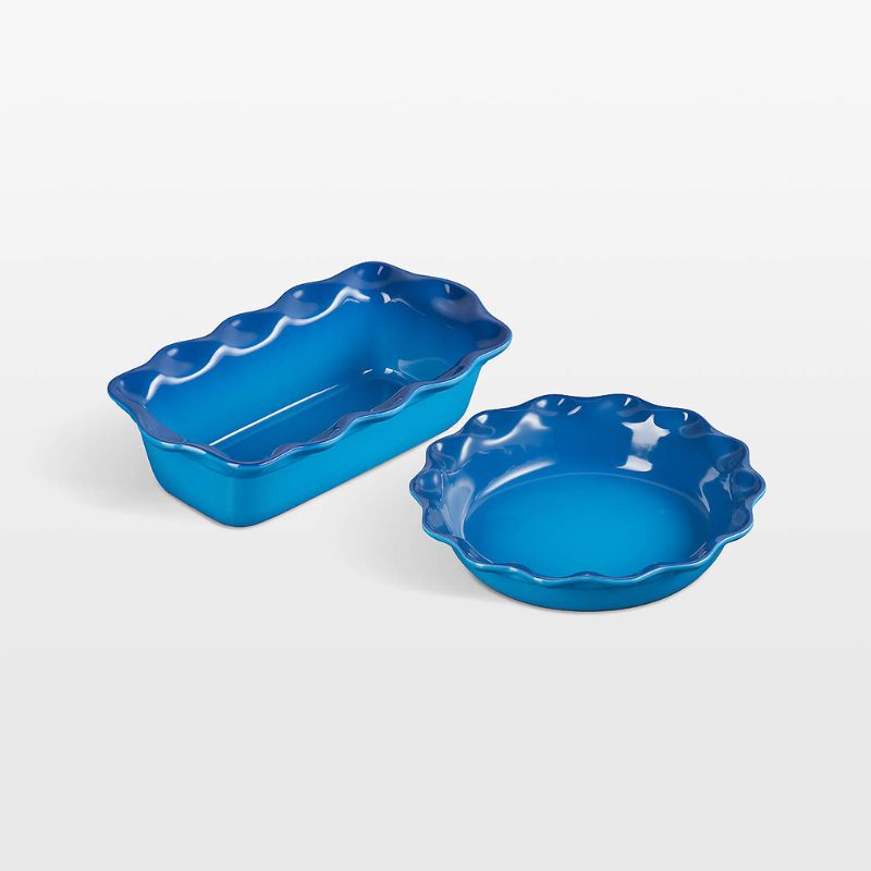 Cobalt blue fluted pie and loaf pan