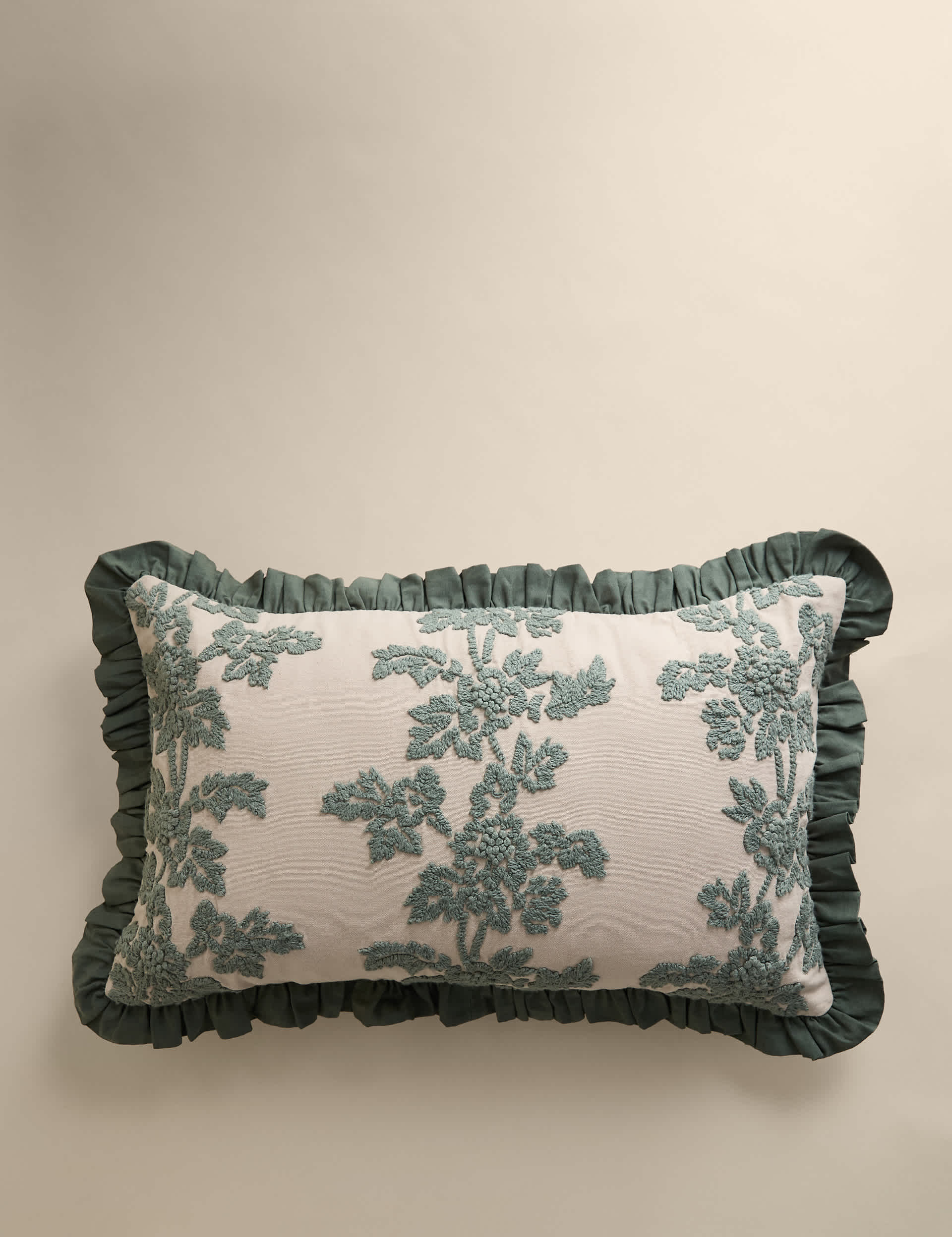 Pure Cotton Floral Embroidered Bolster Cushion
