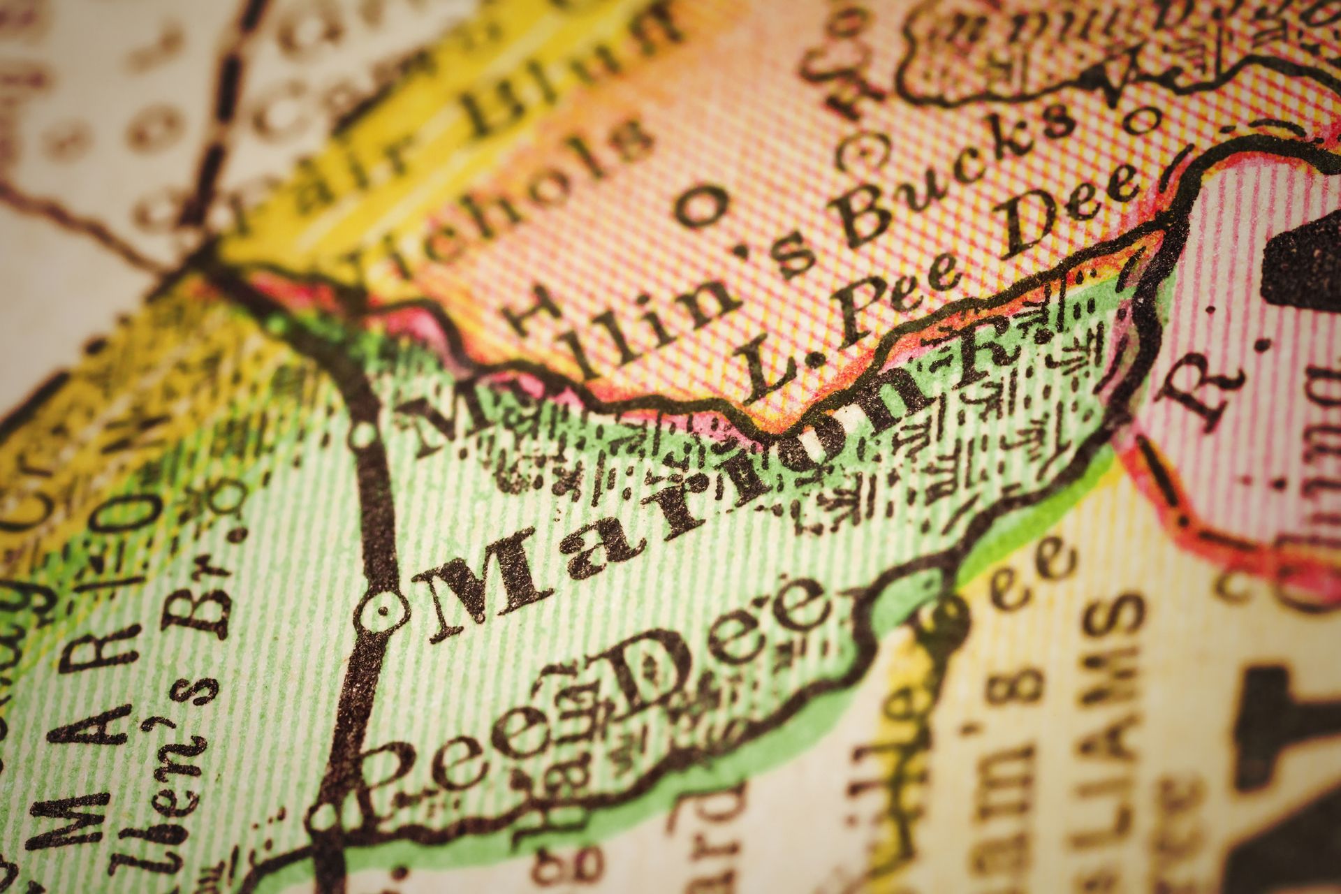 Marion, South Carolina, on an 1880's map.