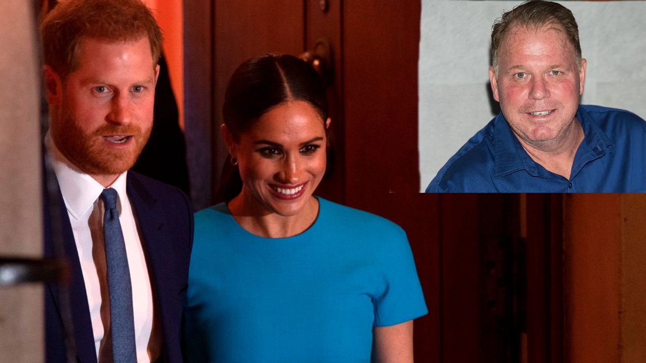 Prince Harry and Meghan Markle, inset Thomas Markle Jr